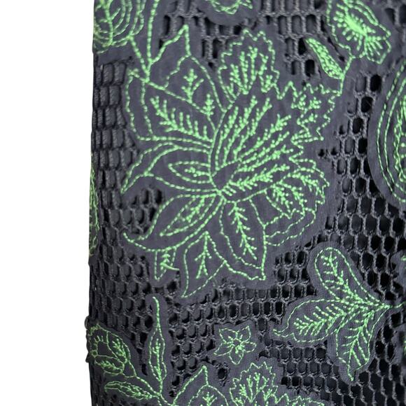 Tory Burch Blue Green Floral Lace Appliqué Fishnet Sheath Knee Length Dress 2 - Picture 13 of 16